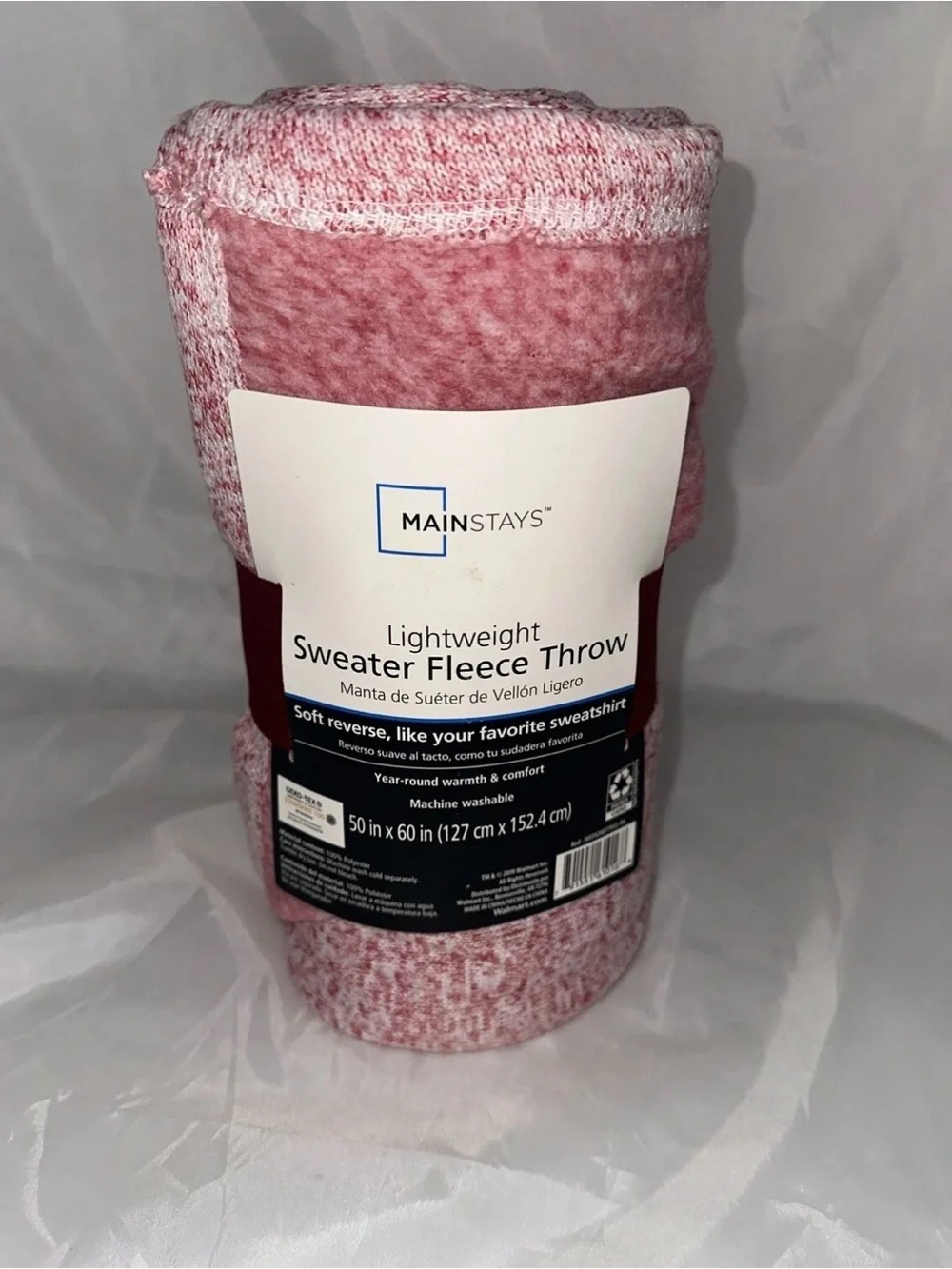 (2) Mainstays Lightweight Sweater Fleece Throw 50x60 - Red Heather